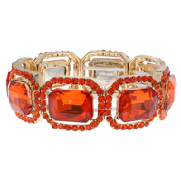 CRYSTAL RHINESTONE OCTAGON CUT HALO STRETCH BANGLE BRACELET