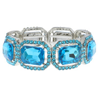 CRYSTAL RHINESTONE OCTAGON CUT HALO STRETCH BANGLE BRACELET