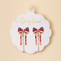 PATRIOTIC BOW TASSEL EARRINGS