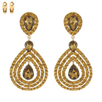 2-TIER OPEN TEARDROP DANGLE AND DROP CLIP ON EARRINGS