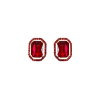 CRYSTAL RHINESTONE OCTAGON CUT HALO DROP EARRINGS