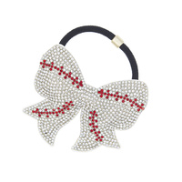 CR BASEBALL BOW PONYTAIL HAIR TIE