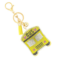RHINESTONE SCHOOL BUS KEYCHAIN
