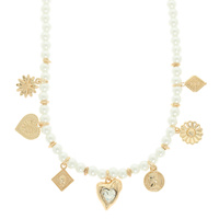 PEARL BEAD CHARM NECKLACE