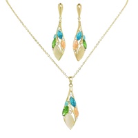 TEARDROP GEMSTONE CLUSTER NECKLACE SET
