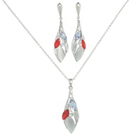 TEARDROP GEMSTONE CLUSTER NECKLACE SET