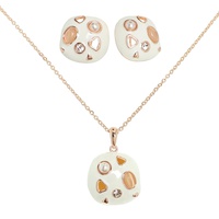 GEOMETRIC ENAMEL GEMSTONE NECKLACE SET