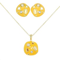 GEOMETRIC ENAMEL GEMSTONE NECKLACE SET