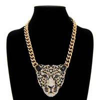 LEOPARD HEAD RHINESTONE NECKLACE