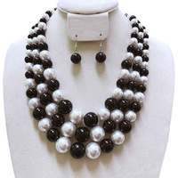 MULTI-STRAND PEARL BEAD NECKLACE SET