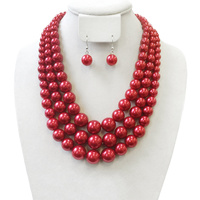 MULTI-STRAND PEARL BEAD NECKLACE SET