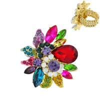 FLORAL CRYSTAL CLUSTER STRETCH RING